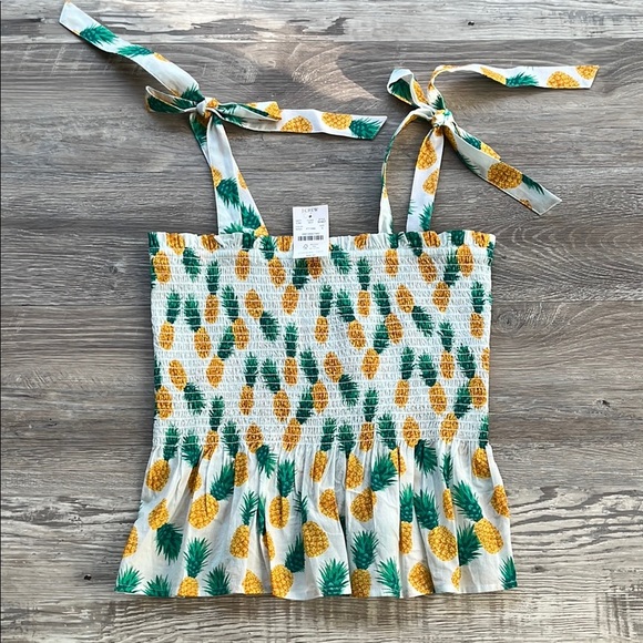 j.crew pineapple smocked tank top small new with tags - Picture 1 of 7